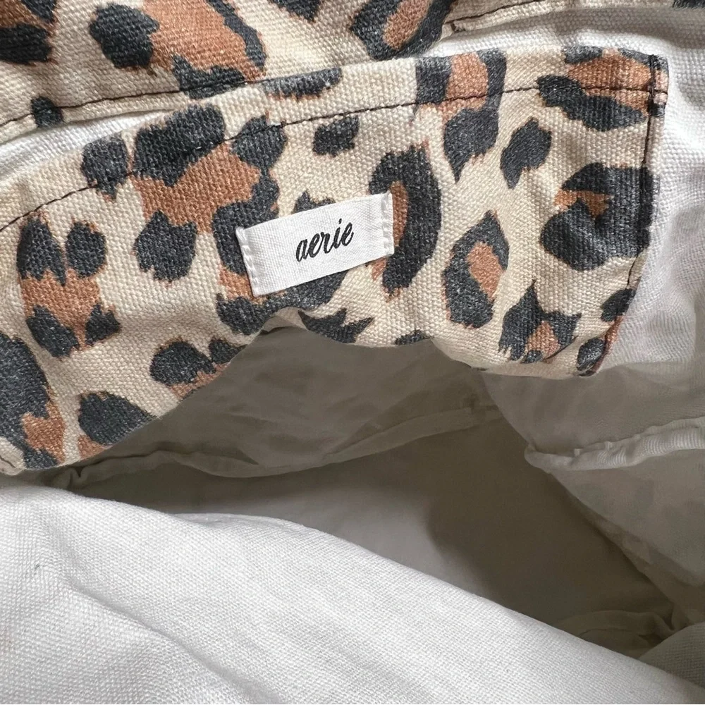 Aerie leopard print canvas tote bag